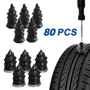 80PCS Tire Repair Nails Kit with Installation Tool, Universal Rubber Tire Plug for Car, Motorcycle, Truck Tire Puncture Repair