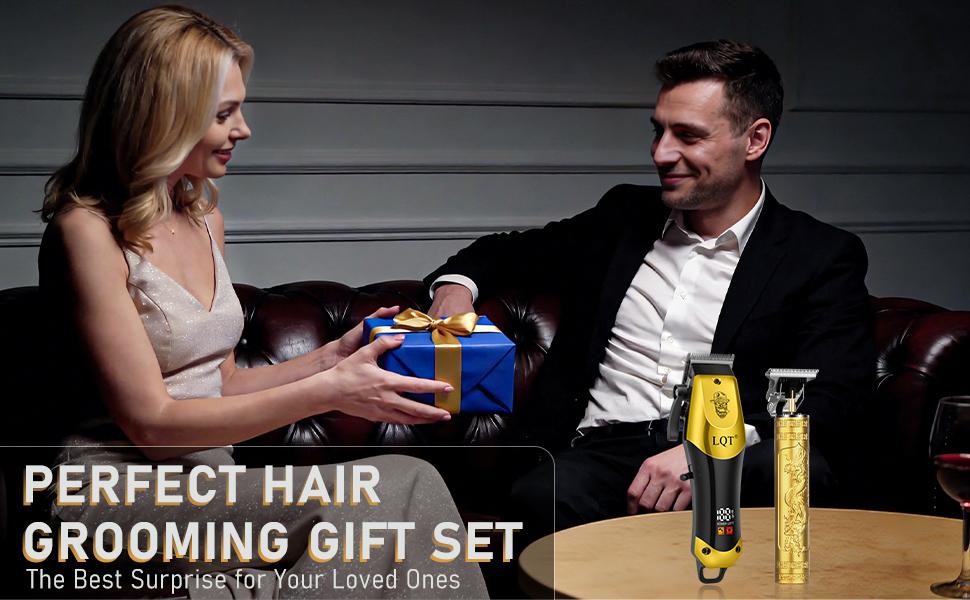 LQT Professional 2-in-1 Men's Hair Clipper & Beard Trimmer Set, Cordless Electric Haircut Kit with LCD Display, Dragon Engraved Detail Trimmer, Complete Barber Grooming Kit for Fades, Edges