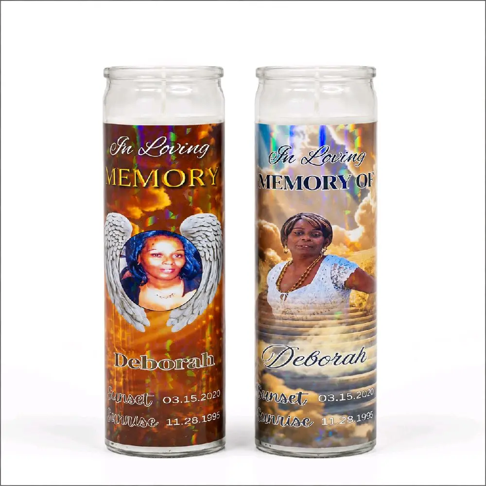 Personalized Photo Glass Pillar Candles - Memorial Home Decor Ornaments, Traditional Keepsake Home Supplies