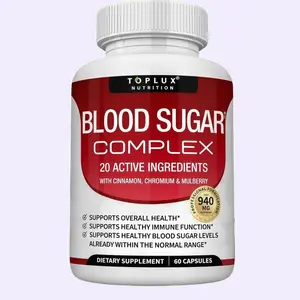 Natural Blood Sugar Support Complex 60 Capsules, Cinnamon, Bitter Melon, Chromium, ALA & Mulberry, Non-GMO, Maintain Normal Glucose Levels