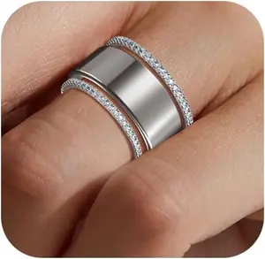 2-Pack 14K Gold Plated Stacking Rings for Oura Gen 4/Oura Gen 3, Cubic Zirconia Simulated Diamond Oura Ring Stack for Women