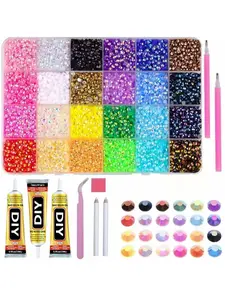 24000pcs 24 Colors Jelly Rhinestones, bedazzling kit rhinestone 3mm Multicolor Resin Flat Back Gems, Flat Back Design, Large Quantity DIY Craft Kit for Jewelry Making, Decorative Projects, Decorative Accessories