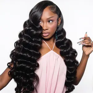 200% Loose Deep Wave 13x6 Lace Front Human Hair Wigs 30 40 Inch Brazilian Curly Water Wave HD Lace Frontal Wig For Women