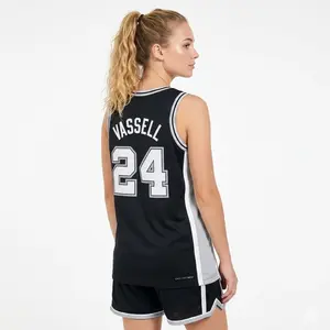 Vassel San Antonio Black Basketball Fan Jersey #24, Sleeveless Athletic Sports Tank Top, Game Day Apparel for Active Women