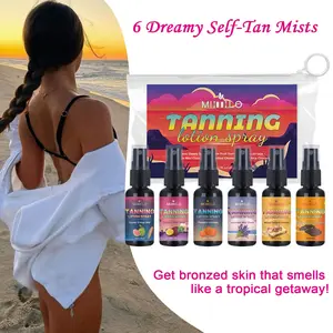 6-Pack Self-Tanning Bronzing Lotion Spray Set - Quick Dry & Waterproof (Lasts 1 Week) | Sunless Natural Glow | 6 Premium Scents | Includes Gloves