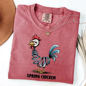 Comfort Colors Funny Spring Chicken Shirt, Sassy Bendy Chicken Shirt, Farm Animal Humor T-Shirt, Trendy Chicken Lover Tee