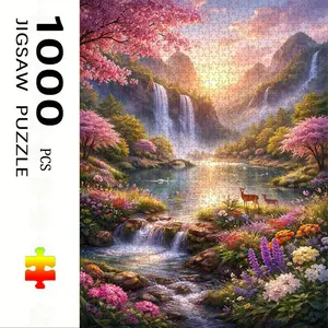 1000 Piece Sunset River Puzzle, Large Adult Family Interactive Toy, DIY Home Decor Brain Challenge, Festive Scene, Durable Puzzle