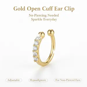 Stop the Pain! No Piercing Ear Cuff — Hypoallergenic Alloy with Sparkling Stones! Instant Glam for Sensitive Ears. Perfect for Date, Party & Selfie! (One Size Fits All)