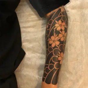 Sakura Pattern Temporary Tattoo Sticker, 15 Days Waterproof Tattoo Sticker, Waterproof Quality, Japanese Traditional Sakura Half Arm Temporary Tattoo, Adorn Your Skin