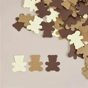 100pcs Teddy Bear Motif Confetti, Paper Material, Festive Flair, Gender Reveal Baby Shower Party Decorations, Bear Theme Birthday Party Supplies, Desktop Scattered Decoration, Valentine's Day, Celebrations