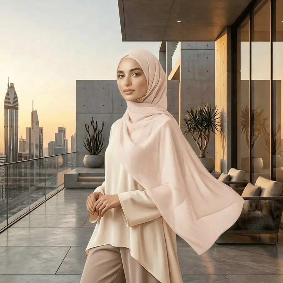 Whispering Breeze™ Crinkle Chiffon Hijab - Everyday Peach Blush