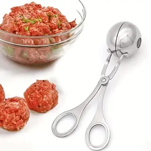1pc Stainless Steel Ice Cream Ball Scoop & Meatball Maker Set - Non Stick, Easy Squeeze Tool for Perfect Rice Balls, Cake Pops & Ice Cream Scoop | Anti-Slip Handle, Dishwasher Safe Kitchen Gadget