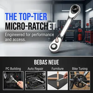 1 PCS Silver Ratchet Wrench 1/4 Inch Mini Double Headed 72 Tooth Drive Socket (Bits Not Included), Ratchet Set Rotator Practical Accessories Tool, 5 Degrees Quick Install Release-YY0