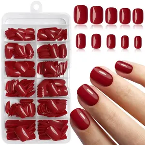 Solid Color Square Fake Nail, 120pcs/set Short Square Press on Nails, Stylish Acrylic Nails, Full Cover Round Fingernails Tip False Nails for Women Girls DIY Nail Art