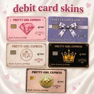 Pretty Girl Express Debit Card Skin Sticker 2 Pack Pink Vinyl Cover