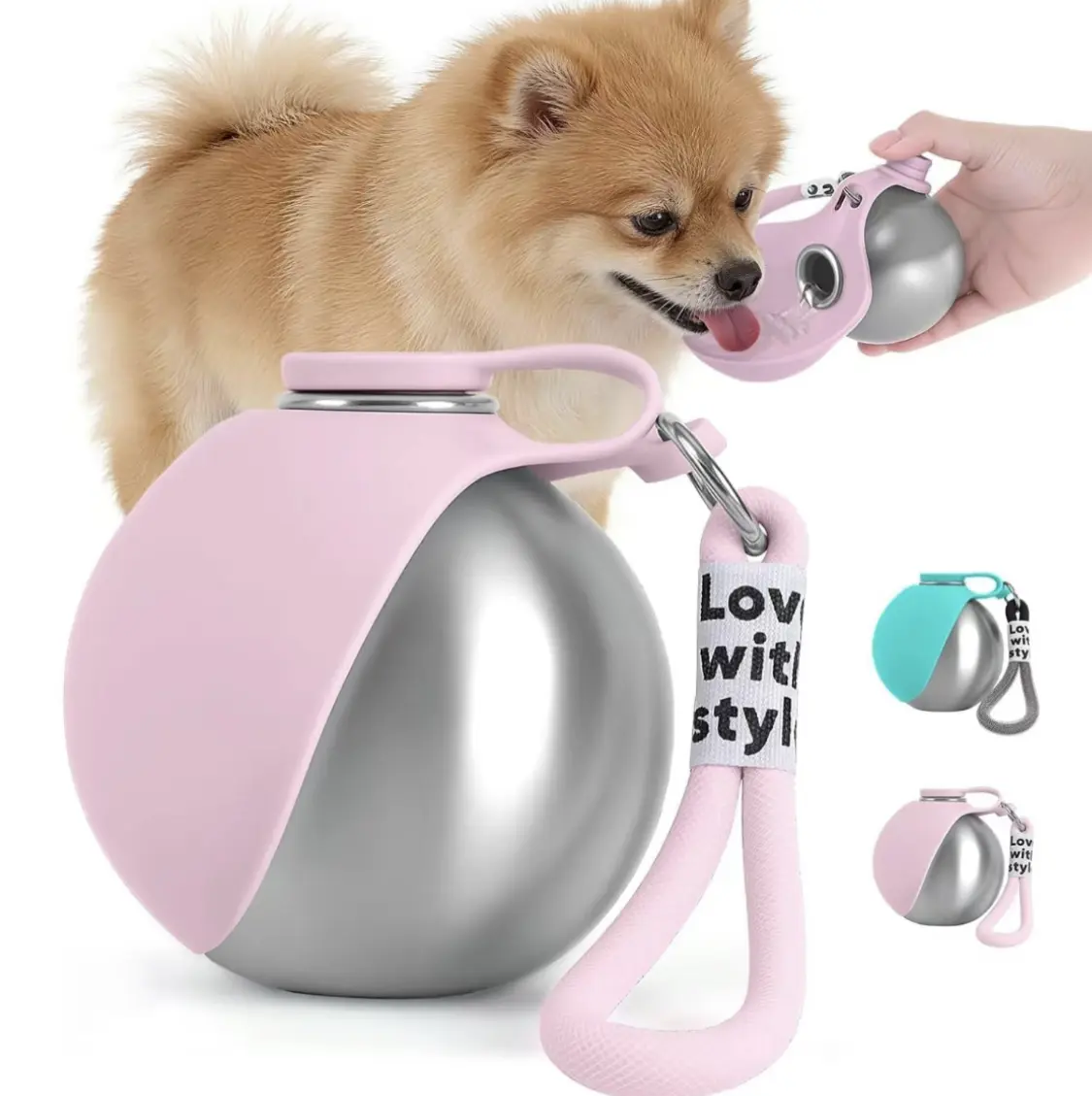 Portable Dog Water Bottle with Bowl, Leak- Proof Pet Travel Hydration Container, Lightweight Outdoor Drinking Cup for Walking and Hiking