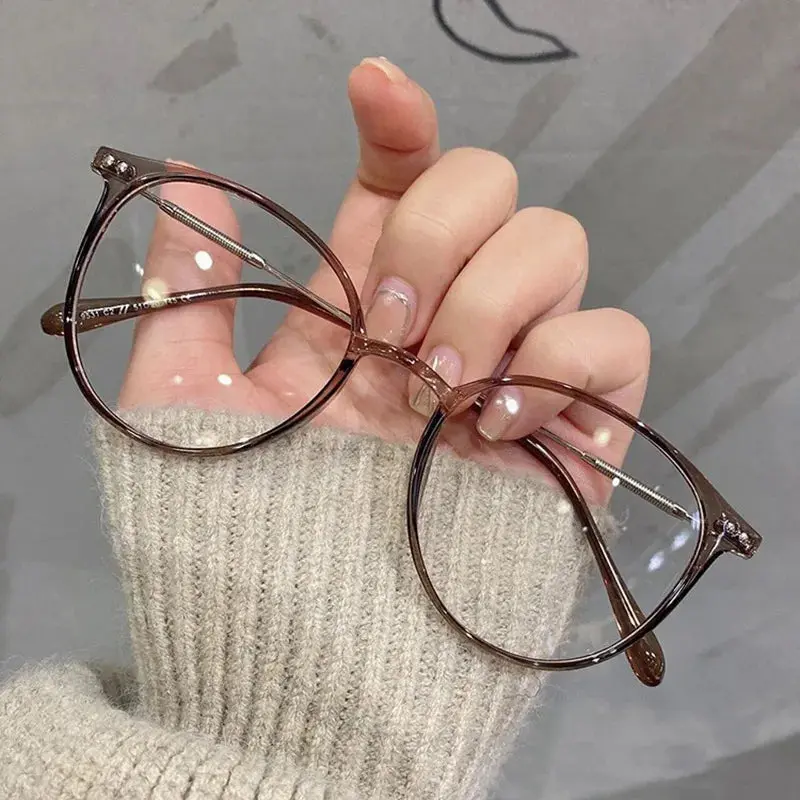 Unisex Round Blue Light Glasses - Anti-Blue Light Computer Eyewear, Classic Style Transparent Acrylic Non-Prescription Circle Glasses, Eyewear Fashion Optical Frame, Classic Style Non-Prescription Glasses