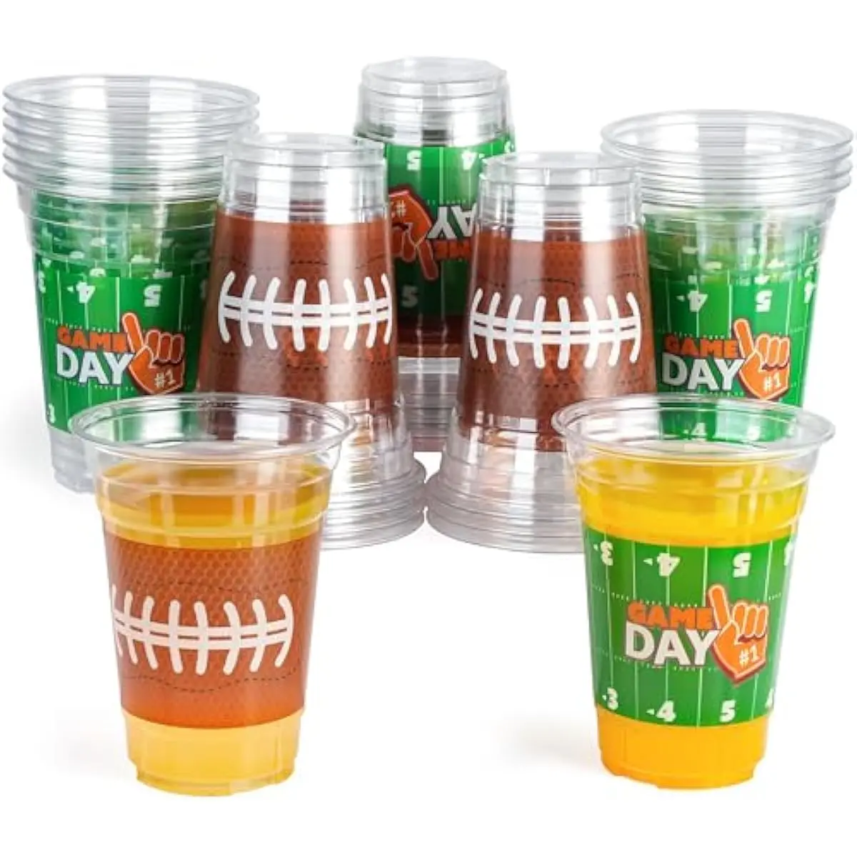 24 Pcs Football Plastic Cups, 16oz Disposable Football Party Cups Bulk for Sports Event, Football Party Supplies, Holiday Tableware Party Decorations