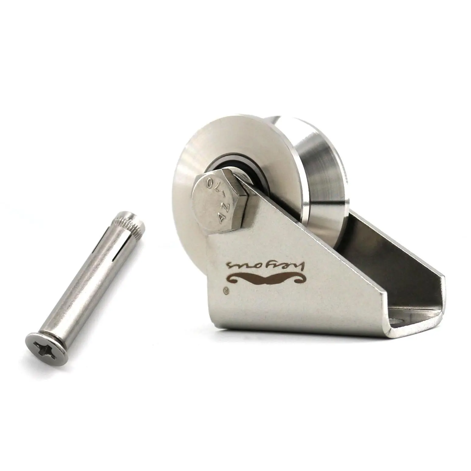 1pcs 304 Stainless Steel V-Type Groove Sliding Wheel Roller Track Rail Fixed Pulle Heavy Duty Duplex Bearing Silent Grooved Wheel Loading 880lb/400Kg for Material Handling and Moving