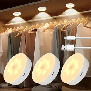 USB Rechargeable LED Night Light, Magnetic Double-sided Tape LED Night Light, Multifunctional LED Light for Home, Bathroom, Bedroom, Kitchen, Car, Garage Usb Powered Lamp Height Adjustable Led