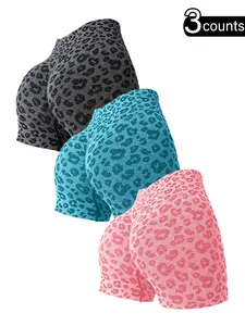 Women's Leopard Print High-Waisted Yoga Shorts, Slim-Fit Sportswear for All Seasons, Breathable & Comfortable Design