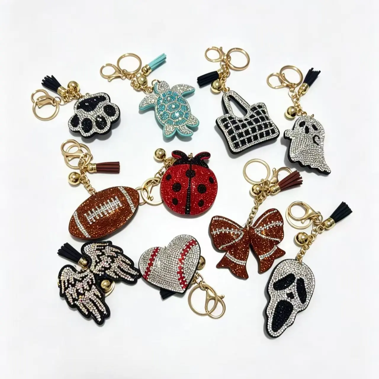 Women's Stylish Cute Soft Keychain Bag Pendant - Girly, Cool Keychain Bag Charms with Small Ghost, Angel Wings, Ladybug - Festive Holiday Gift for Girlfriend, Everyday Outfit Decoration, Girly Keychain