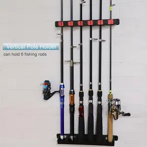 Easy Installation Black ABS Fishing Rod Bracket-Wall Mounted, High Density Foam Grip Storage Rack, Suitable for Garage and Sports Equipment Storage