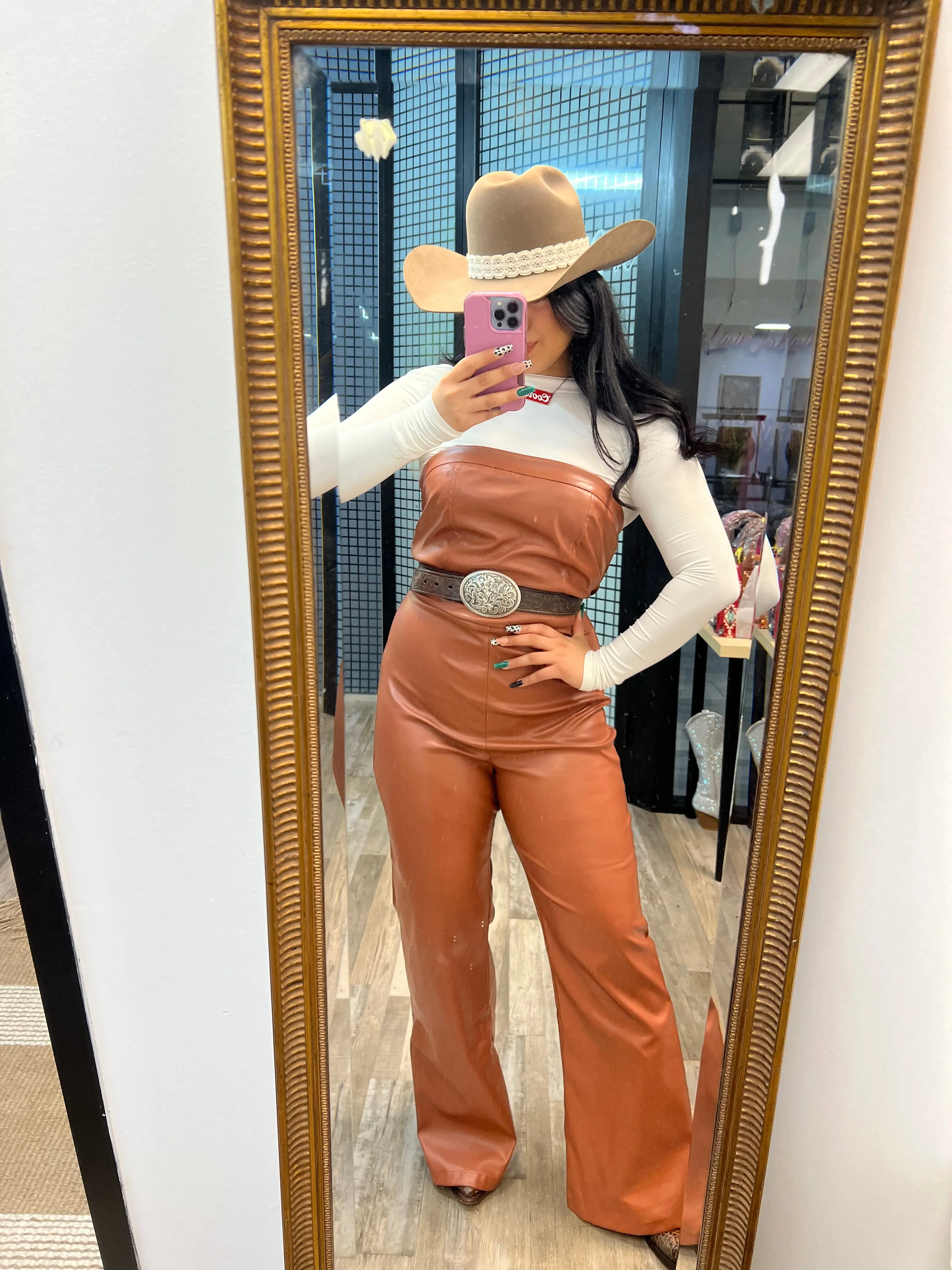 Leather camel Jumpsuit Leather camel Jumpsuit