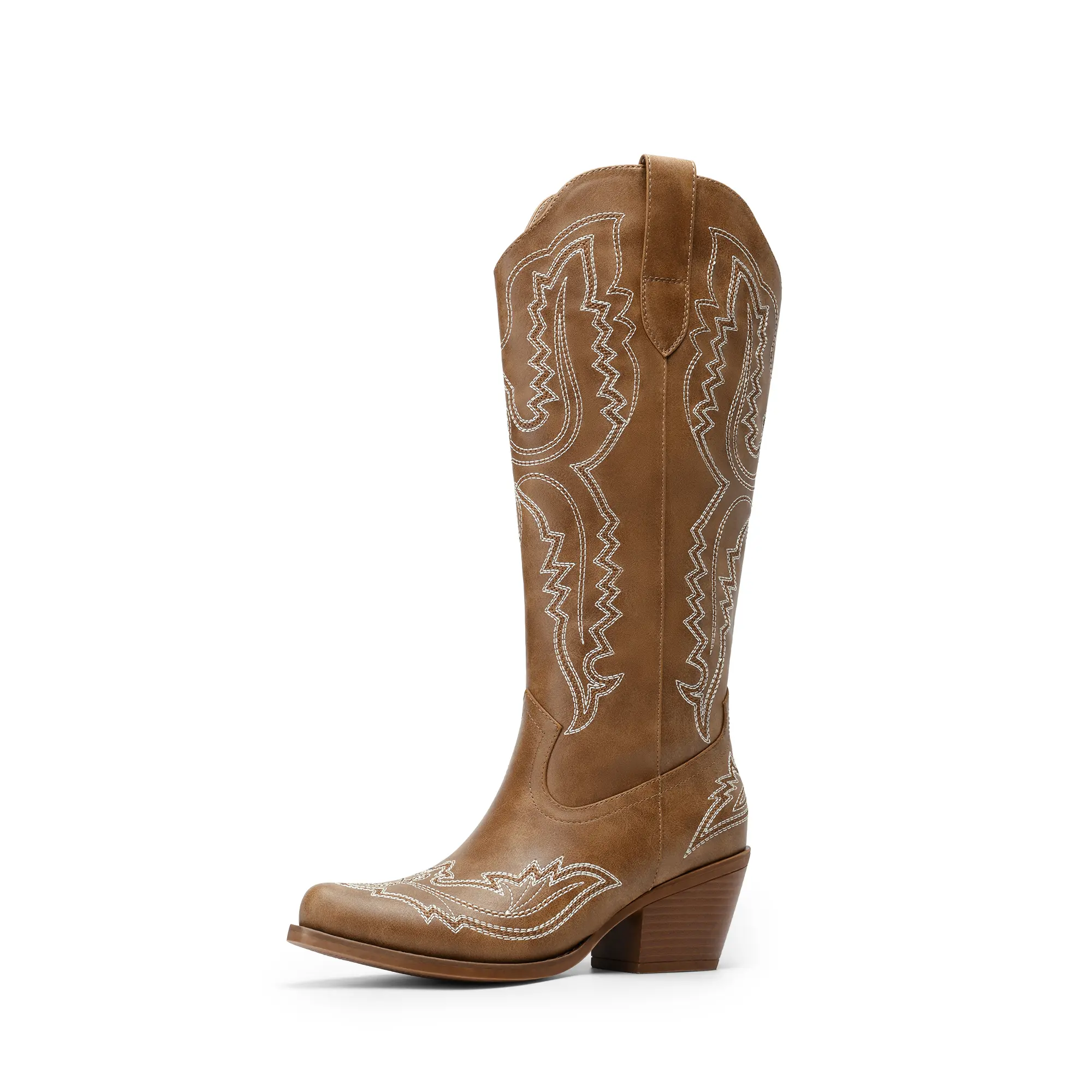 DREAM PAIRS Cowboy Boots for Women Knee High Cowgirl Boots Vintage Classic Country Style Western Retro Embroidered Side Zipper Comfort Tall Boots for Concert Party