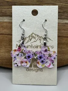 Acrylic Pink Floral Earrings