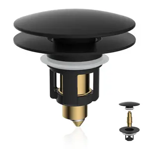 Universal Bathroom Sink Stopper, Metal Pop Up Sink Drain Strainer with Hair Catcher Basket, Fits 1.1"-2.36" US Basin, Wash Basin Drain Plug with Large Cover Cap, Brass Bounce Core, Chrome