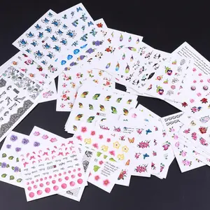 50 Sheets/set Mixed Pattern Nail Art Sticker, Water Transfer Nail Decal For DIY Tips Decoration, Nail Art Supplies, Flower Design Nails