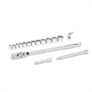 GearWrench KDT81393 0.38 in. Drive 120XP Locking Flex Head Ratchet & 6 Point SAE Stubby Socket Mechanics Tool Set - 16 Piece