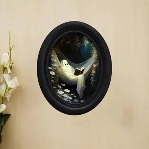 Vintage Art Style Ghost Reading in Hammock Wall Decor, Decorative Artistic, Perfect for Halloween Christmas Thanksgiving Home Office Room Decoration, Decoration Items