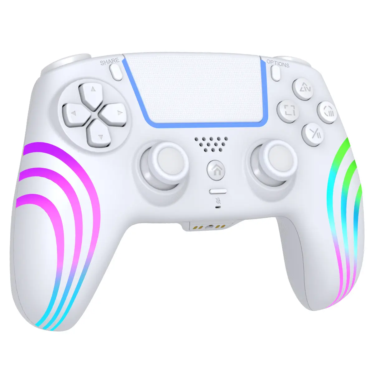 2026 Limited Anti-Drift Hall Effect Handheld Gamepad for PS5/PS5 Pro, RGB Gaming Controller with 3 Color Changing RGB Lights, Dual Vibe, Turbo, 6-Axis Gyro, Programmable Buttons, 3.5mm Headset Jack, 1000mAh Battery, USB Adjustable Console Accessory