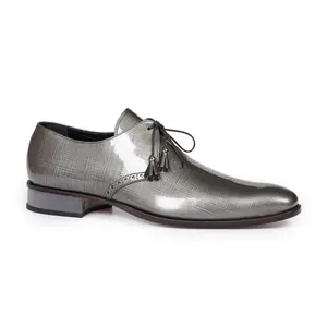 Mauri - 4801 Grey Patent Leather & Plexiglass Heel Dress Shoes