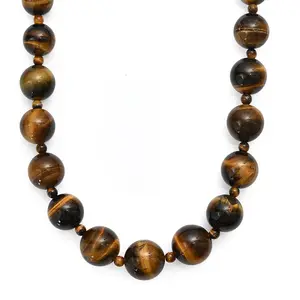 Tigers Eye 470.00 ctw Beaded Necklace in Platinum Bond 20 Inches Christmas Gifts