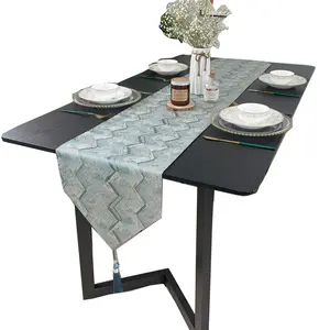 Light Luxury HighPrecision Gold Thread Water Ripple Table Runner Modern Minimalist Home Decor Nordic Style Bed Runner