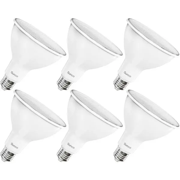 Sunco 6 Pack Outdoor Flood Light Bulb LED PAR38, Exterior Spotlight Bulbs, Weatherproof, 1050 LM, 13W (100W Equivalent), 5000K Daylight, Wet Rated, Dimmable, E26 Base UL