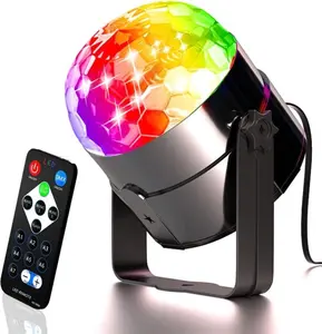 Mini Dj Disco Ball Party Stage Lights Sbolight Led 7Colors Effect Projector Karaoke Equipment for Stage Lighting With Remote Control Sound Activated for Dancing Christmas Gift KTV Bar Concert Birthday