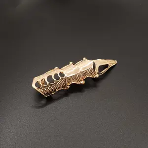 Edgy Statement Armor Ring with Artificial Gemstone, Unisex 4-Section Joint Design, Lightweight & Flexible Open Adjustable Fit, Open Adjustable Rings