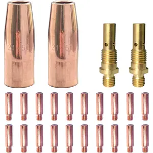 24pcs Mig Welding gun accessory 0.035" kit for Lincoln Magnum 100L or Tweco Mini/#1 Mig gun: 20pcs Contact Tips 11-35 0.035" + 2pcs gas nozzles 21-50 1/2" + 2pcs gas diffusers 35-50