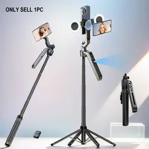 Automatic Face Tracking Gimbal, Magnetic Phone Holder, Dual Phone Slots, 70-Inch Tripod, Tripod Stabilizer, Selfie Stick, 360° Rotation, Remote Control, Vlog Live Streaming Accessories