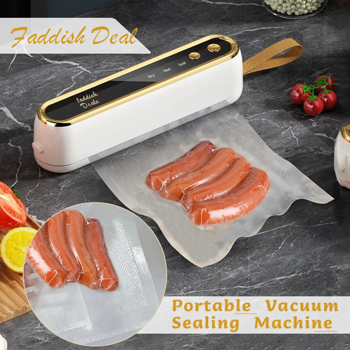 【FaddishDeal】Portable vacuum sealing machine, automatic electric vacuum sealing machine, one click to keep vegetables and meat fresh! Springtok.
