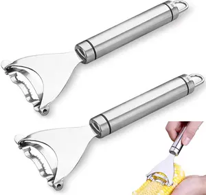 2 Pcs Magic Corn Peeler, Corn Stripper Corn Cob Stripper Tool,304 Stainless Steel Corn Thresher with Ergonomic Handle