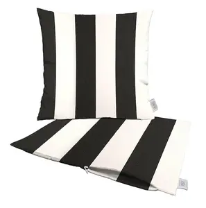 RSH Decor Sunbrella 17"x17" Outdoor Pillow Covers Set of 2 Cabana Black Stripe
