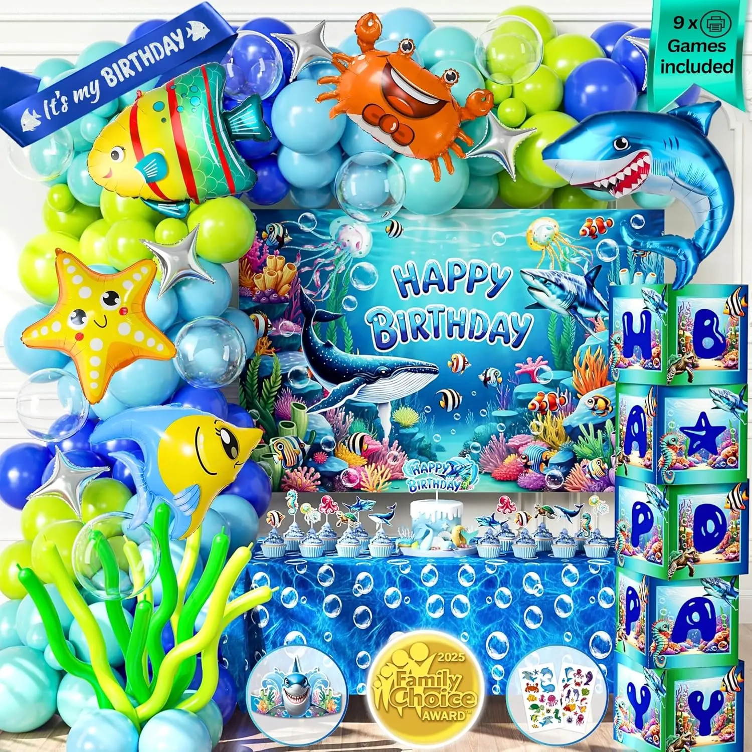 Ocean-Themed Baby Shark Birthday Party Kit