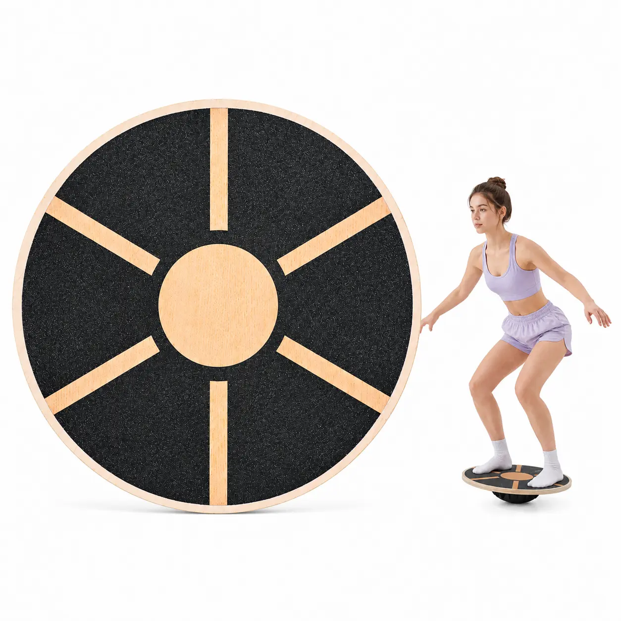 Wooden Balance Board, Core Training, for Strength & Stability, Wobble Board, Non-Slip, Home Fitness, Office & Gym Workouts , Gift Ideas