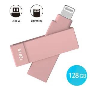 iXflash 128GB Lightning & USB A 3.2 Photo Stick Flash Drive for iPhone, iPad, Mac, & PC - Pink