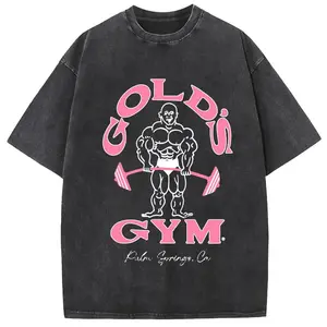 Holafish Oversize Acid Wash Vintage GOLD'S GYM T-Shirt, Heavyweight Cotton Streetwear graphic vintage tees Menswear Crewneck Tshirt